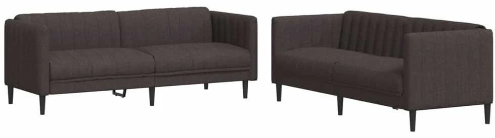 Sofa Sofos komplektas, 2 dalių, tamsiai rudos spalvos, audinys