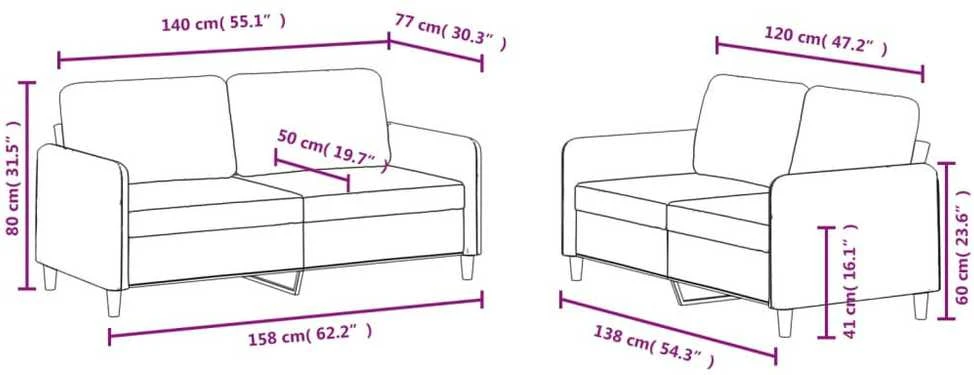 Sofa Sofos komplektas, 2 dalių, tamsiai pilkos spalvos, aksomas