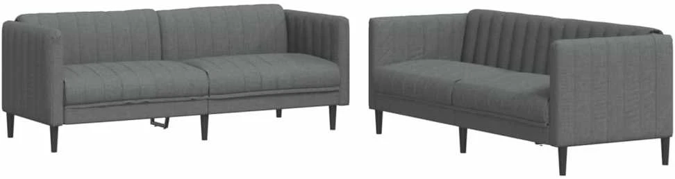 Sofa Sofos komplektas, 2 dalių, tamsiai pilkos spalvos, audinys