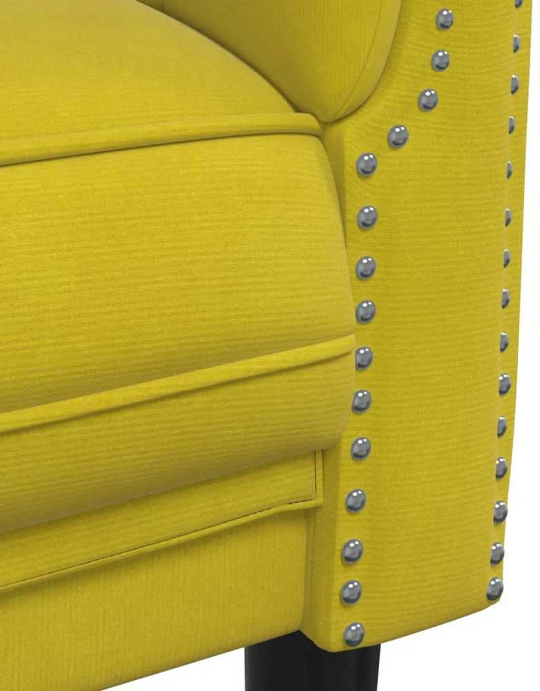 Sofa Sofos komplektas, 3 dalių, geltonos spalvos, aksomas
