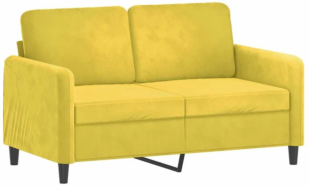 Sofa Sofos komplektas, 3 dalių, geltonos spalvos, aksomas