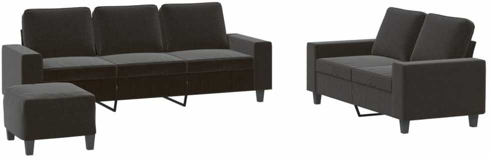 Sofa Sofos komplektas, 3 dalių, juodos spalvos, audinys