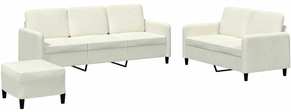 Sofa Sofos komplektas, 3 dalių, kreminės spalvos, aksomas