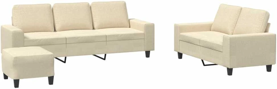 Sofa Sofos komplektas, 3 dalių, kreminės spalvos, audinys