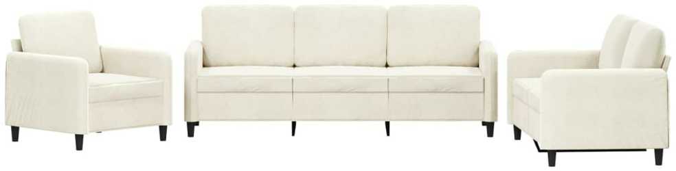 Sofa Sofos komplektas, 3 dalių, kreminės spalvos, aksomas