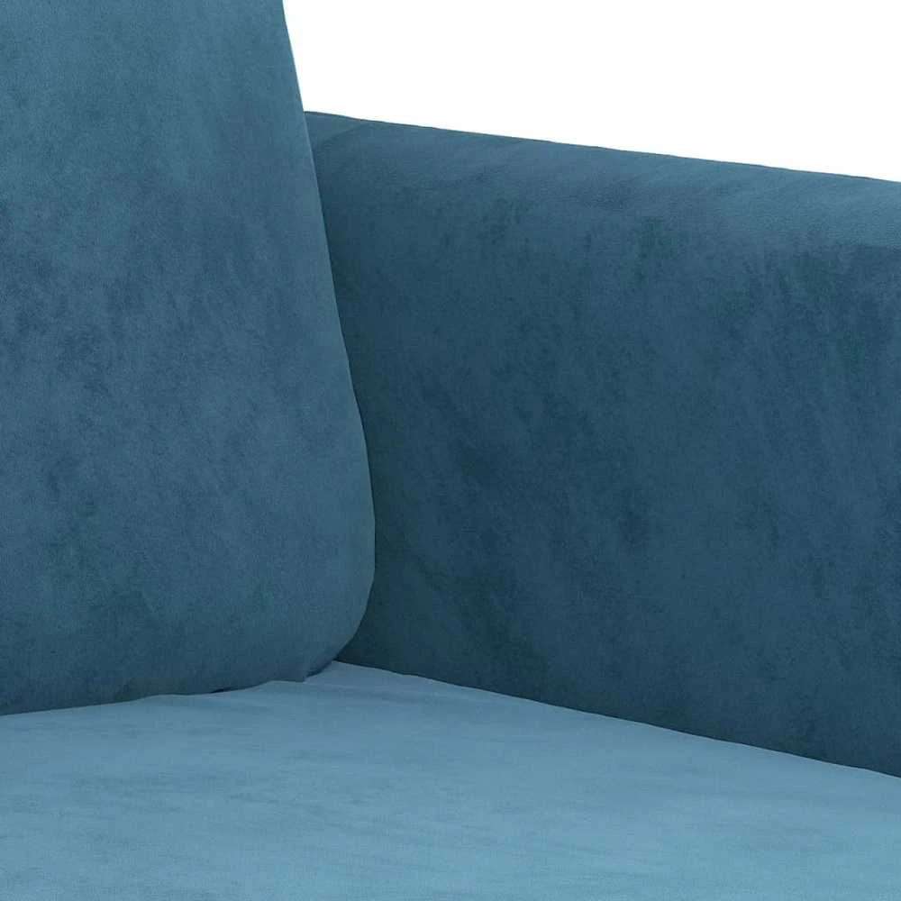 Sofa Sofos komplektas, 3 dalių, mėlynos spalvos, aksomas