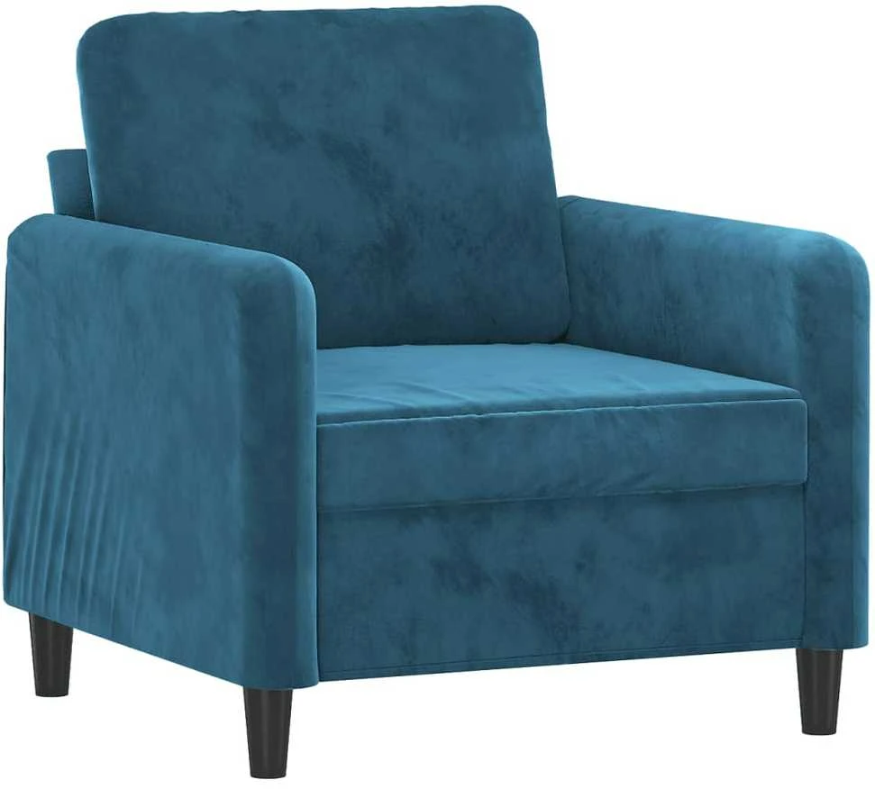 Sofa Sofos komplektas, 3 dalių, mėlynos spalvos, aksomas