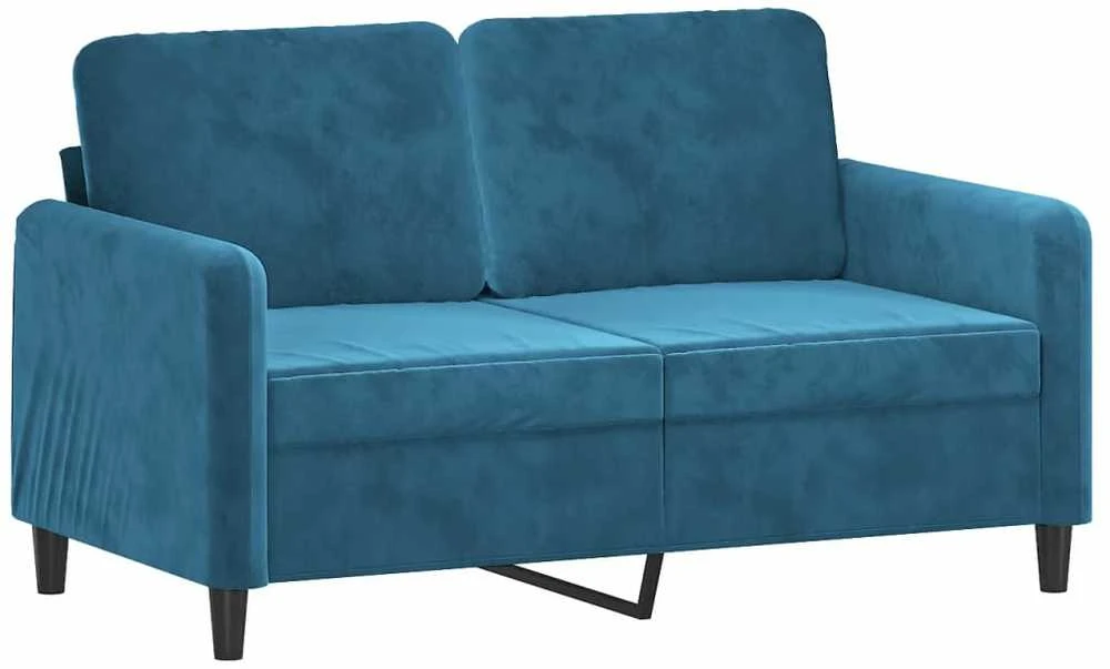 Sofa Sofos komplektas, 3 dalių, mėlynos spalvos, aksomas