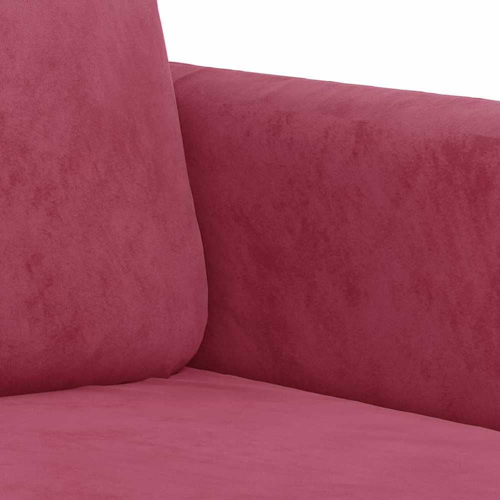Sofa Sofos komplektas, 3 dalių, raudonojo vyno spalvos, aksomas