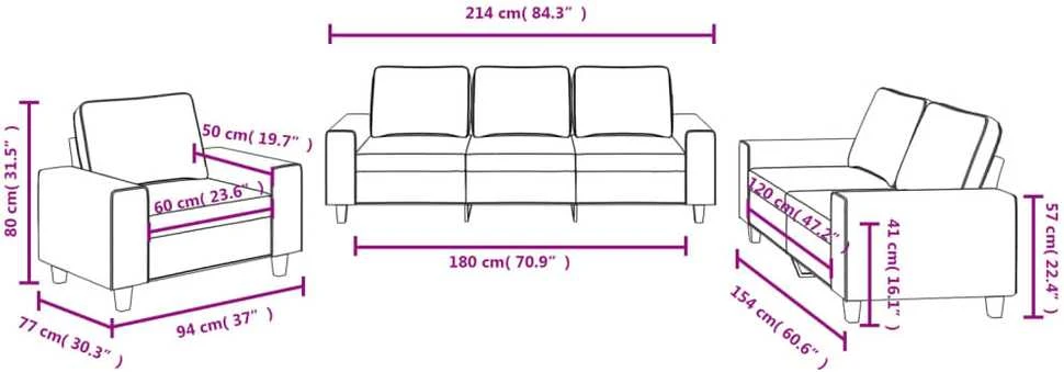 Sofa Sofos komplektas, 3 dalių, raudonojo vyno spalvos, audinys