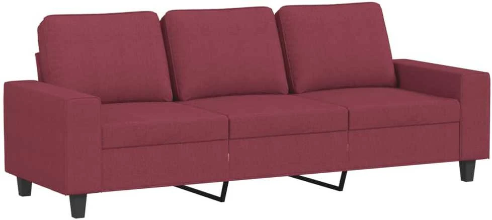 Sofa Sofos komplektas, 3 dalių, raudonojo vyno spalvos, audinys
