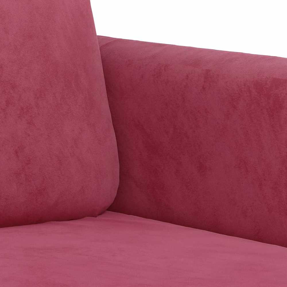 Sofa Sofos komplektas, 3 dalių, raudonojo vyno spalvos, aksomas