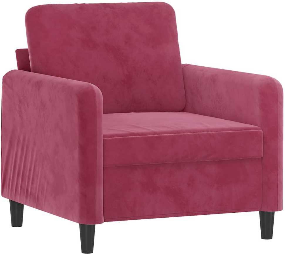 Sofa Sofos komplektas, 3 dalių, raudonojo vyno spalvos, aksomas