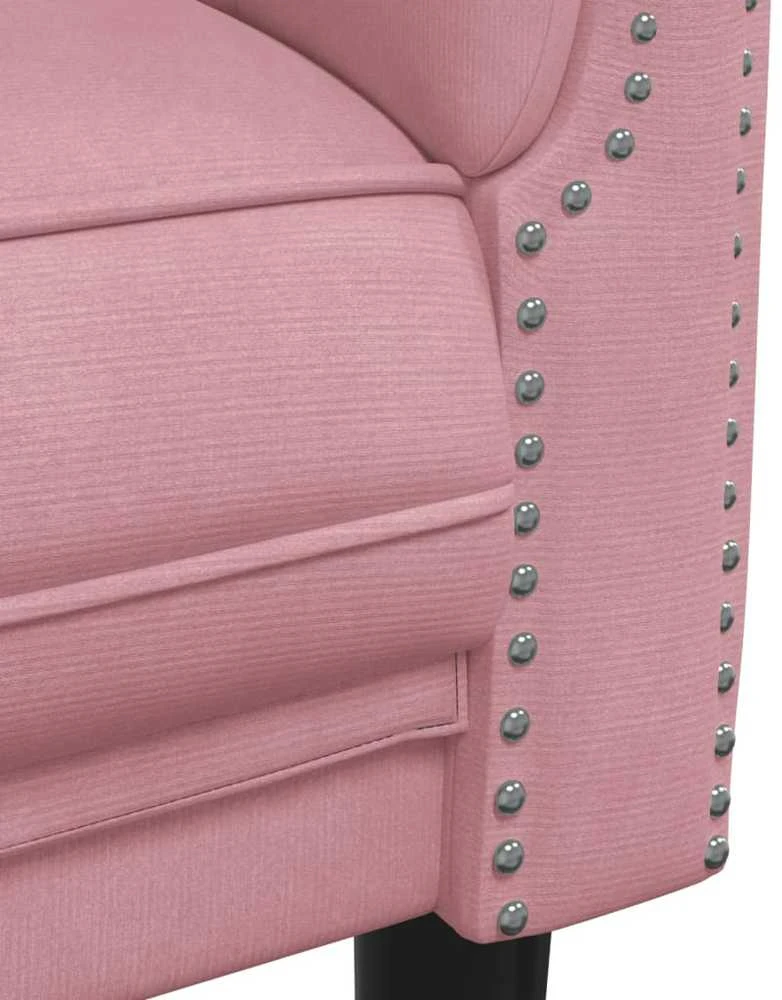 Sofa Sofos komplektas, 3 dalių, rožinės spalvos, aksomas