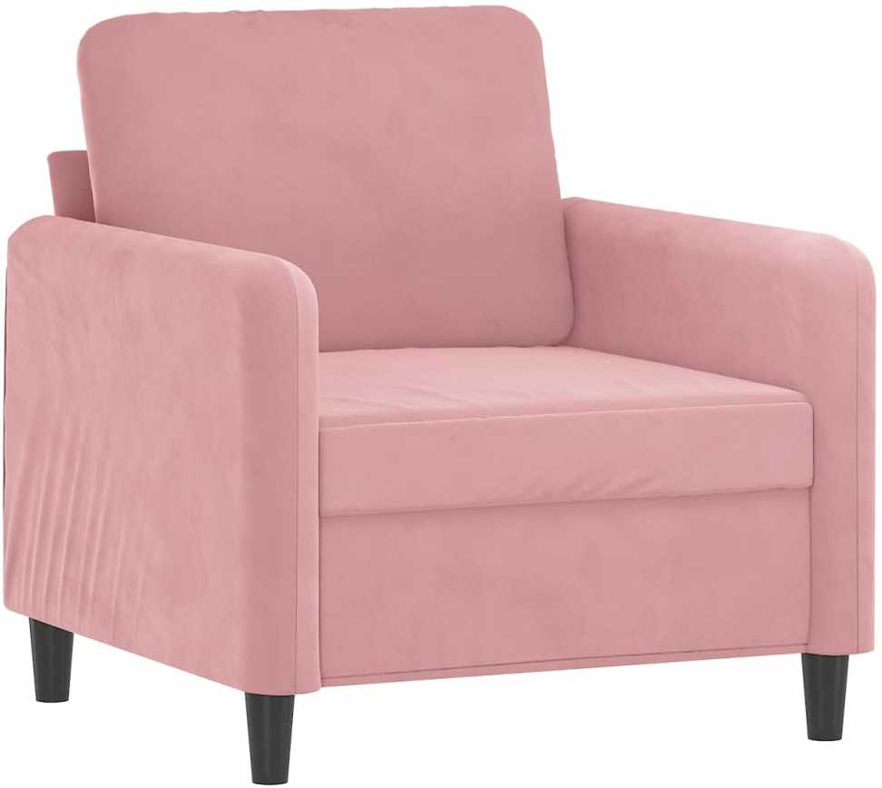 Sofa Sofos komplektas, 3 dalių, rožinės spalvos, aksomas