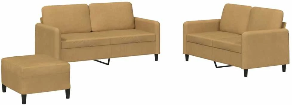 Sofa Sofos komplektas, 3 dalių, rudos spalvos, aksomas