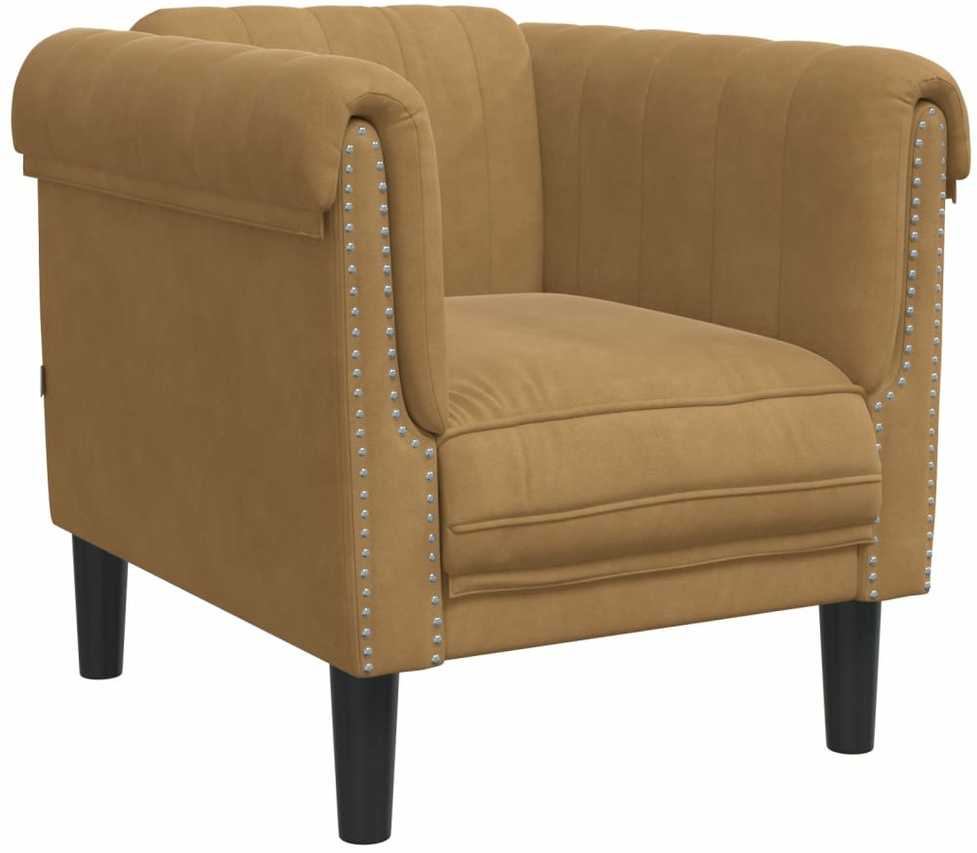 Sofa Sofos komplektas, 3 dalių, rudos spalvos, aksomas