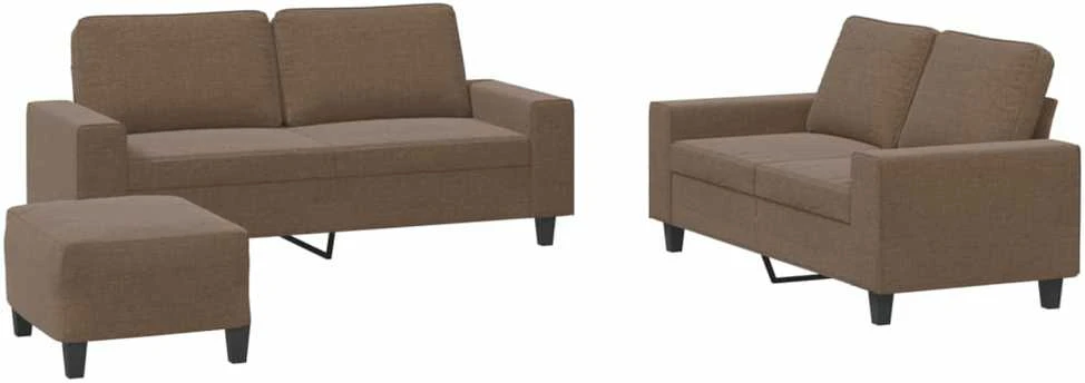 Sofa Sofos komplektas, 3 dalių, rudos spalvos, audinys