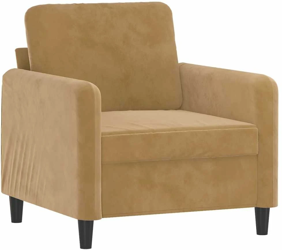 Sofa Sofos komplektas, 3 dalių, rudos spalvos, aksomas