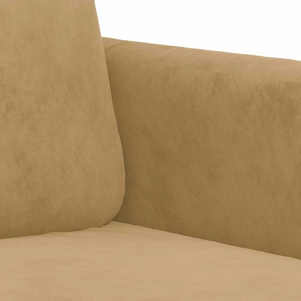 Sofa Sofos komplektas, 3 dalių, rudos spalvos, aksomas