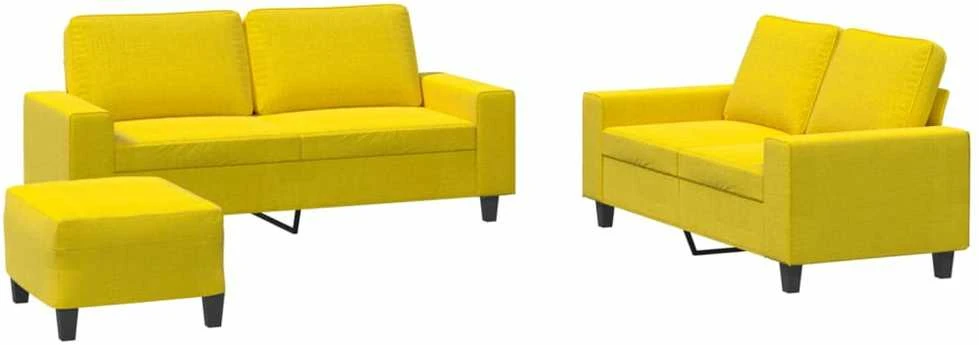 Sofa Sofos komplektas, 3 dalių, šviesiai geltonos spalvos, audinys