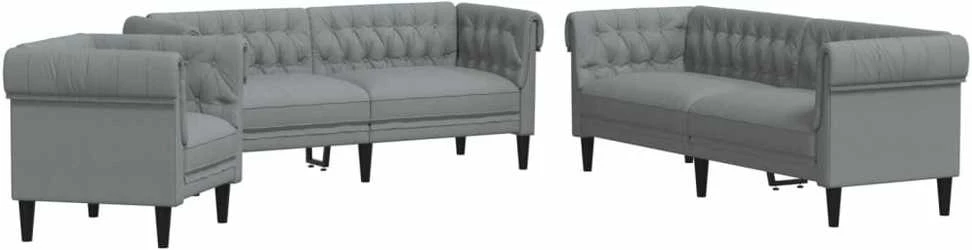 Sofa Sofos komplektas, 3 dalių, šviesiai pilkos spalvos, audinys