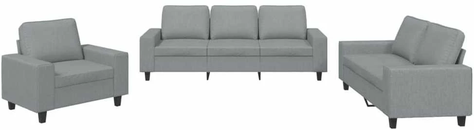 Sofa Sofos komplektas, 3 dalių, šviesiai pilkos spalvos, audinys
