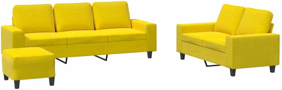 Sofa Sofos komplektas, 3 dalių, šviesiai geltonos spalvos, audinys