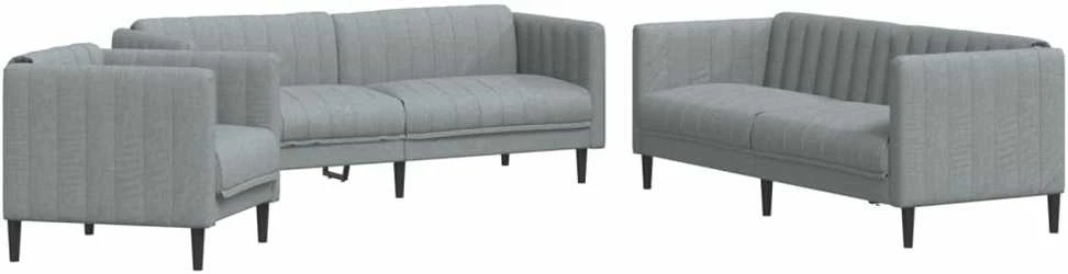 Sofa Sofos komplektas, 3 dalių, šviesiai pilkos spalvos, audinys