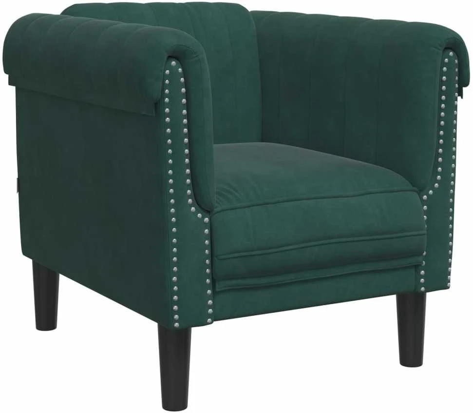 Sofa Sofos komplektas, 3 dalių, tamsiai žalios spalvos, aksomas