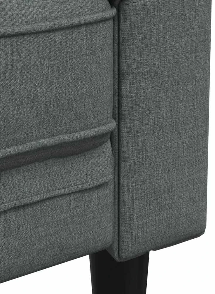 Sofa Sofos komplektas, 3 dalių, tamsiai pilkos spalvos, audinys