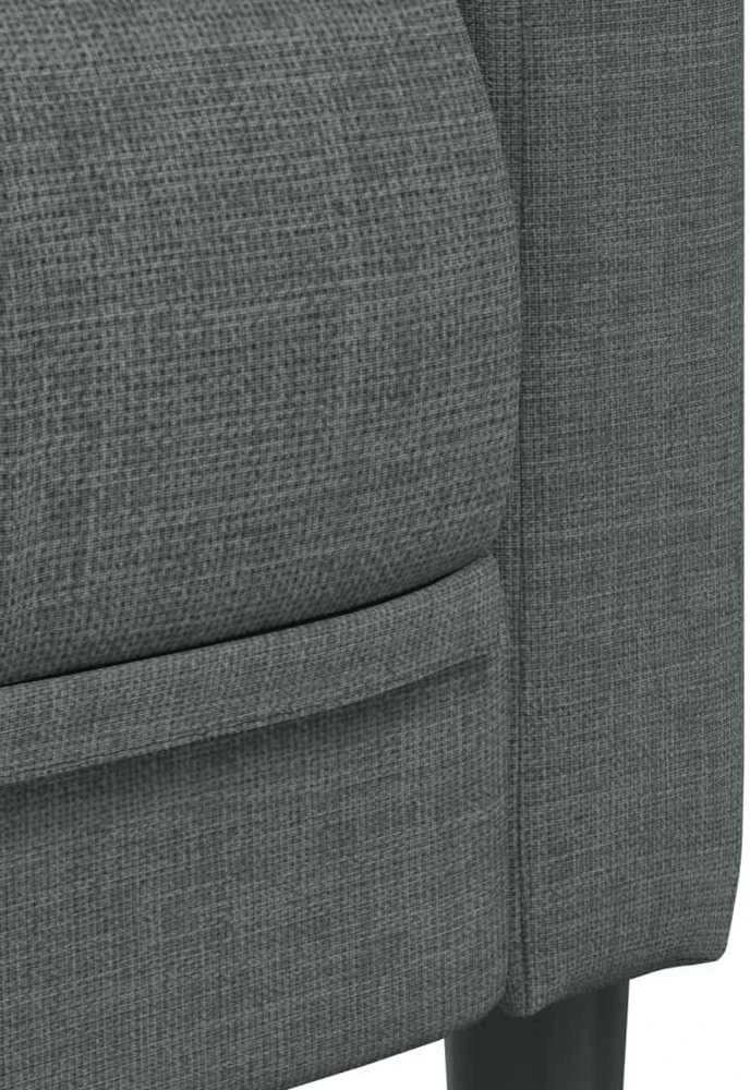 Sofa Sofos komplektas, 3 dalių, tamsiai pilkos spalvos, audinys