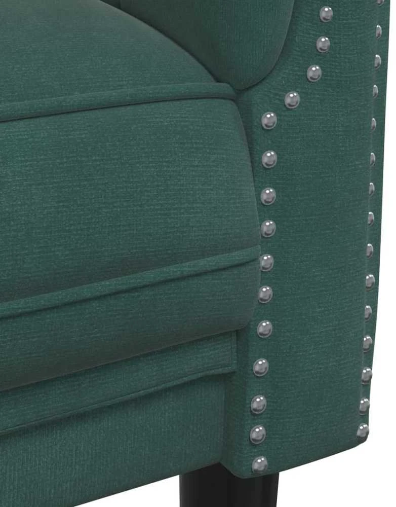 Sofa Sofos komplektas, 3 dalių, tamsiai žalios spalvos, aksomas