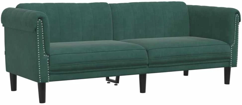 Sofa Sofos komplektas, 3 dalių, tamsiai žalios spalvos, aksomas
