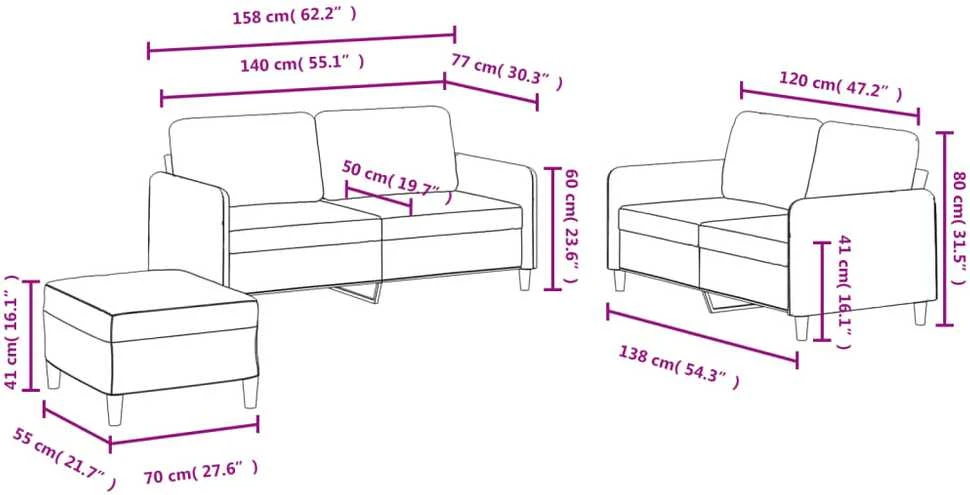 Sofa Sofos komplektas, 3 dalių, tamsiai žalios spalvos, aksomas
