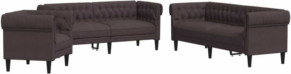 Sofa Sofos komplektas, 3 dalių, tamsiai rudos spalvos, audinys