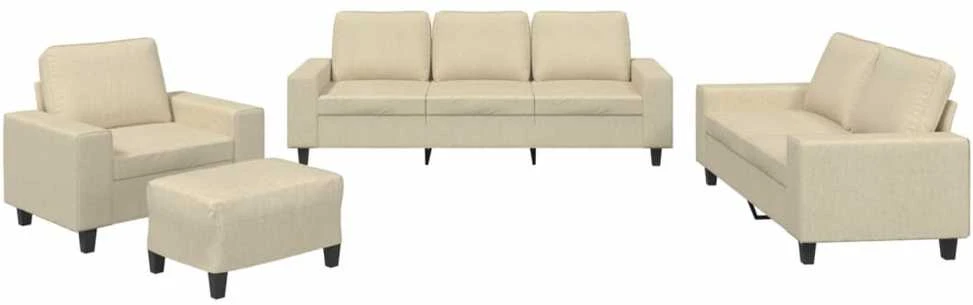Sofa Sofos komplektas, 4 dalių, kreminės spalvos, audinys