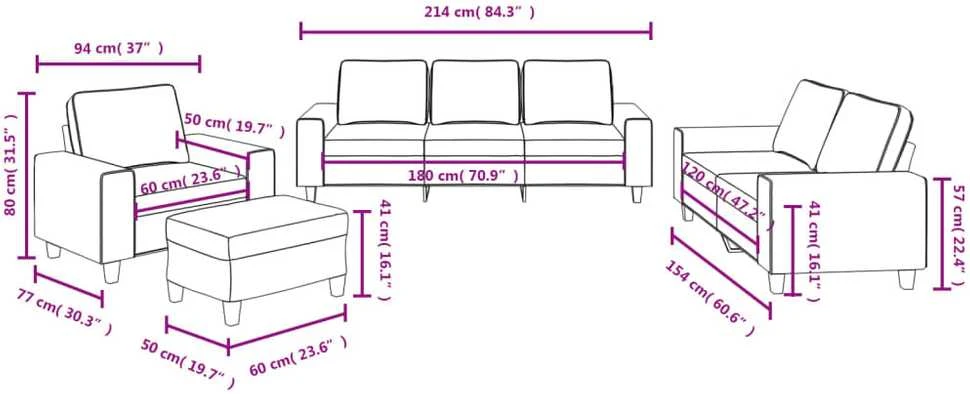 Sofa Sofos komplektas, 4 dalių, kreminės spalvos, audinys