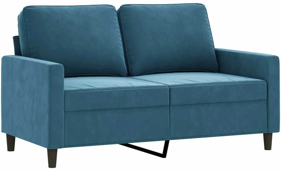 Sofa Sofos komplektas, 4 dalių, mėlynos spalvos, aksomas