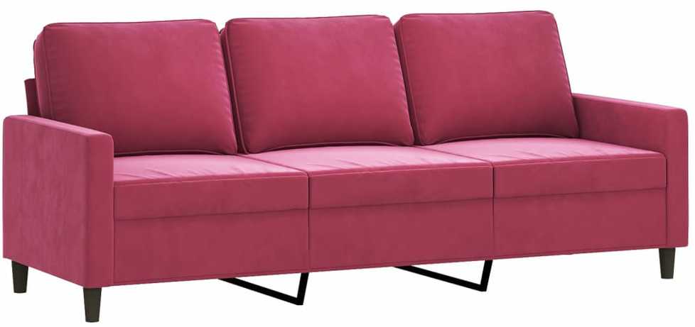 Sofa Sofos komplektas, 4 dalių, raudonojo vyno spalvos, aksomas