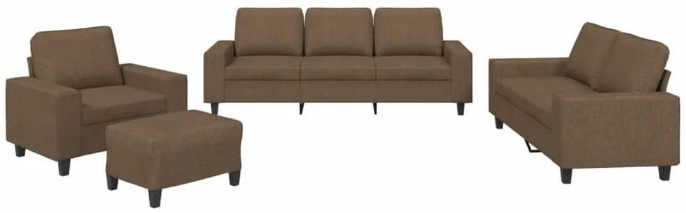 Sofa Sofos komplektas, 4 dalių, rudos spalvos, audinys