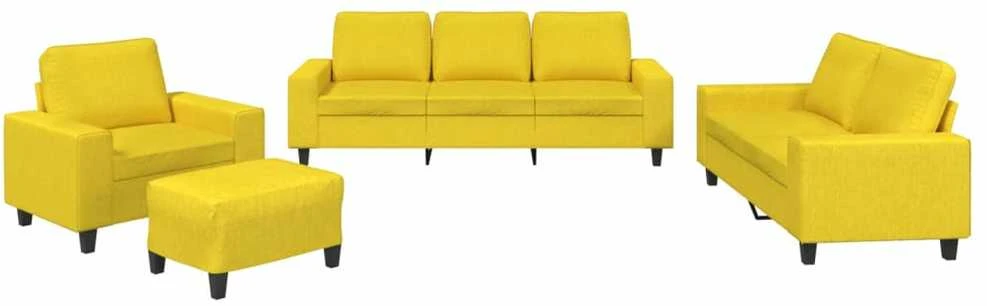 Sofa Sofos komplektas, 4 dalių, šviesiai geltonos spalvos, audinys