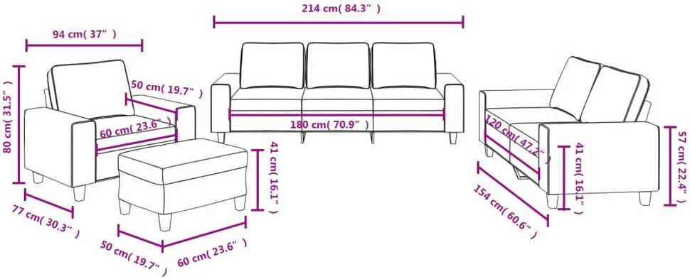 Sofa Sofos komplektas, 4 dalių, šviesiai geltonos spalvos, audinys