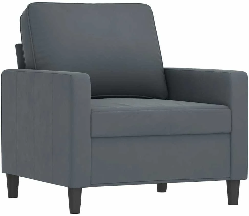 Sofa Sofos komplektas, 4 dalių, tamsiai pilkos spalvos, aksomas