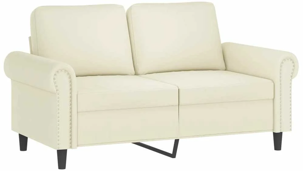 Sofa Sofos komplektas su pagalvėlėmis, 2 dalių, kreminis, aksomas