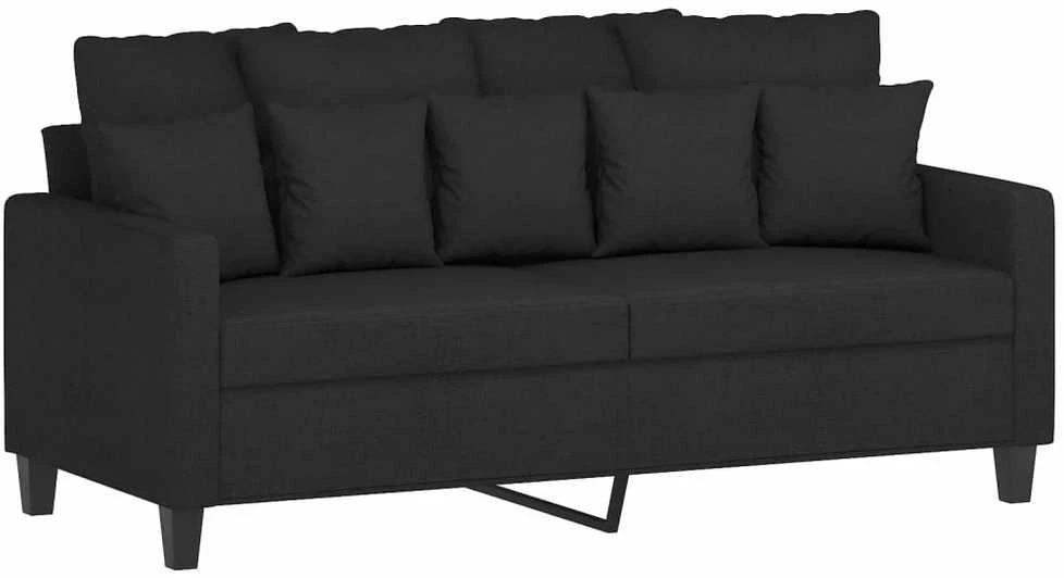 Sofa Sofos komplektas su pagalvėlėmis, 2 dalių, juodas, audinys