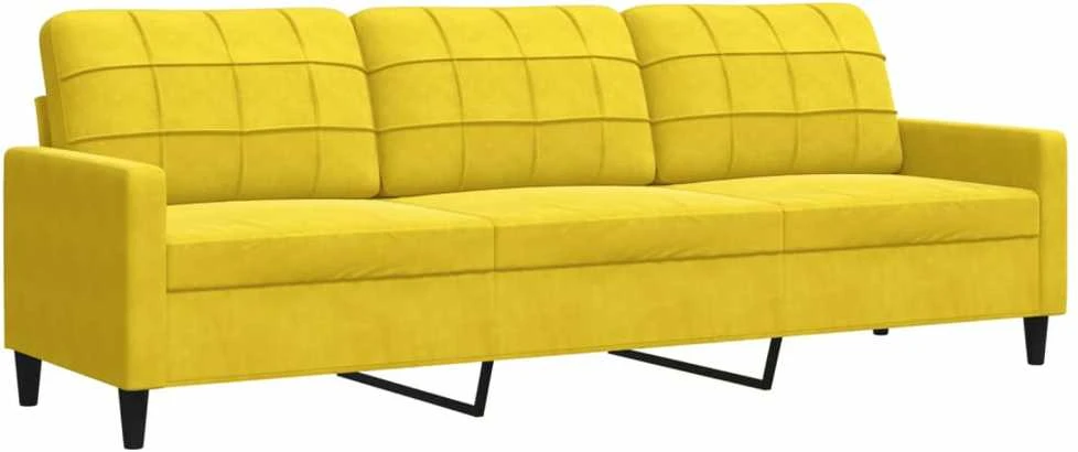 Sofa Sofos komplektas su pagalvėlėmis, 2 dalių, geltonas, aksomas