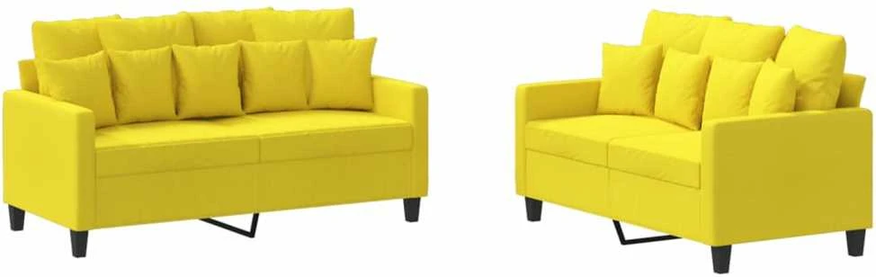 Sofa Sofos komplektas su pagalvėlėmis, 2 dalių, geltonas, audinys