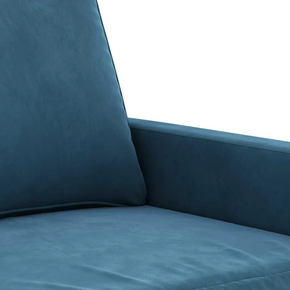 Sofa Sofos komplektas su pagalvėlėmis, 2 dalių, mėlynas, aksomas