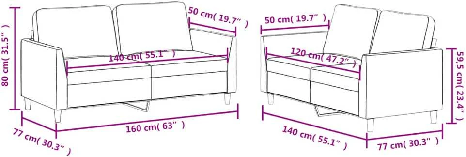 Sofa Sofos komplektas su pagalvėlėmis, 2 dalių, vyno, dirbtinė oda